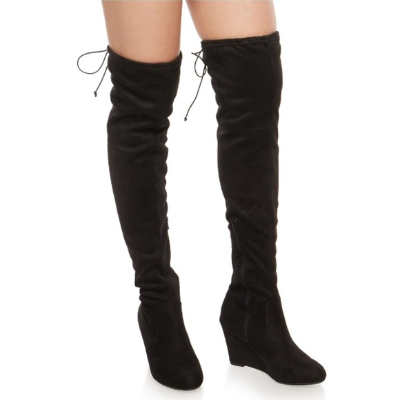 black over the knee boots 3 inch heel